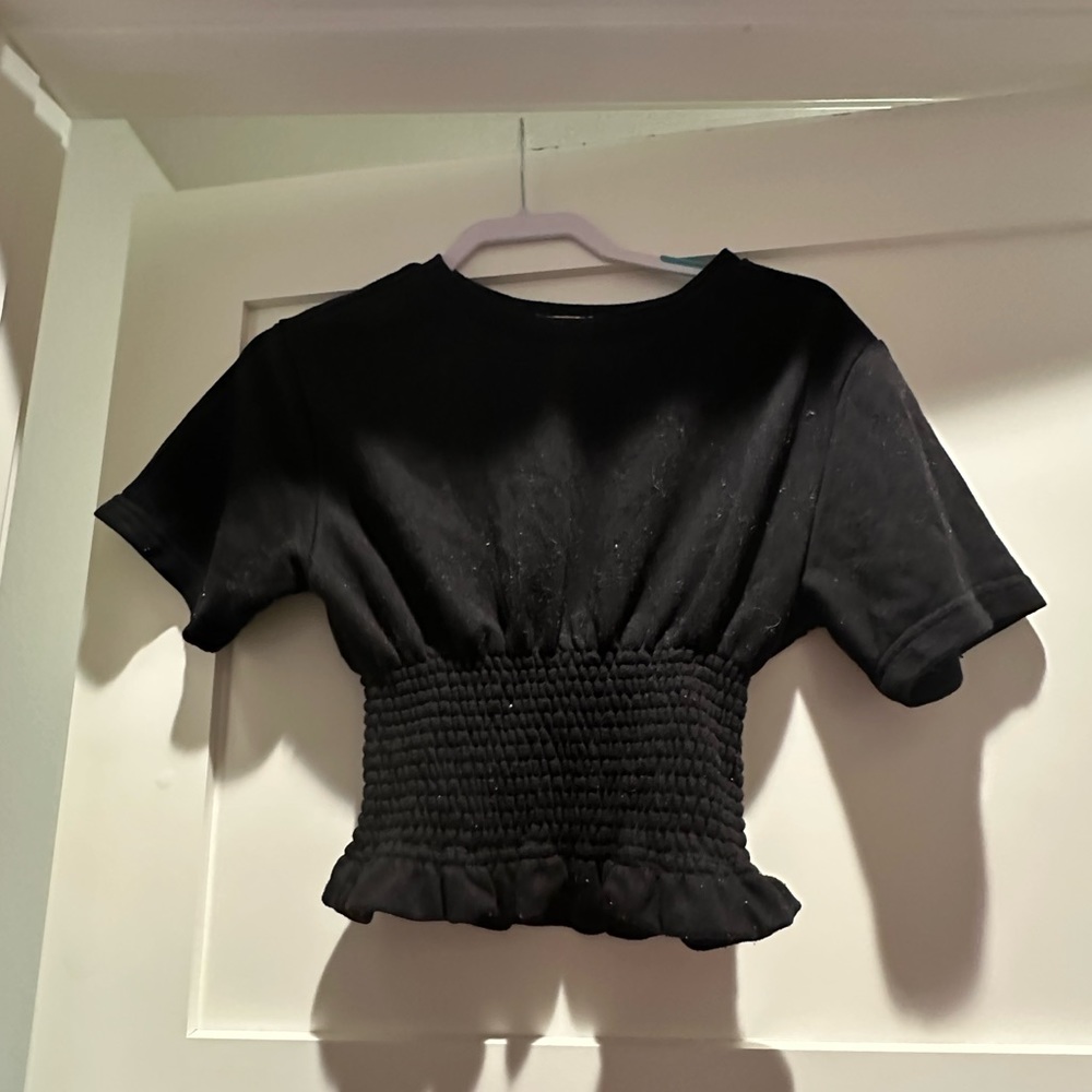 Crave FAME Sinched Waist Black Cropped Top Size S Women’s